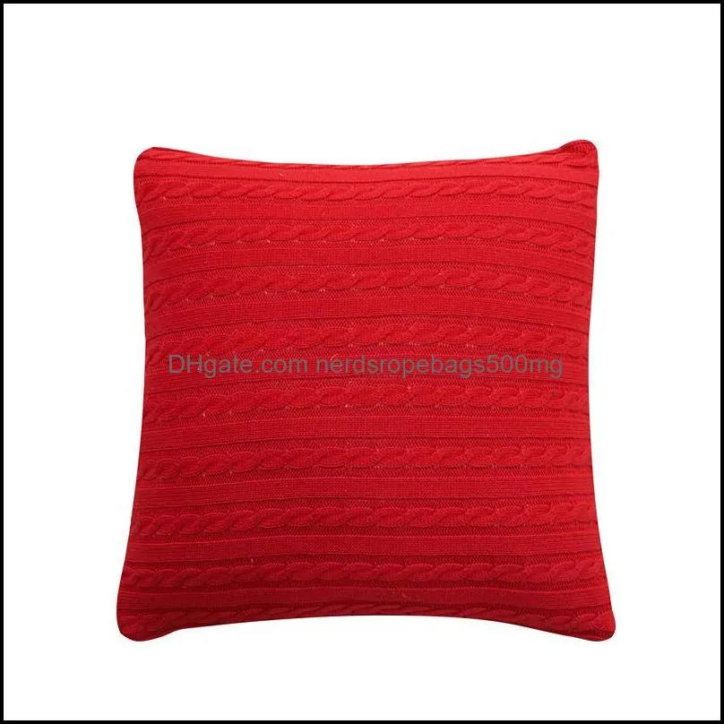 knitted pillow case wool twist knitting car pillow case 45x45cm crochet sofa car cushion cover christmas home decor