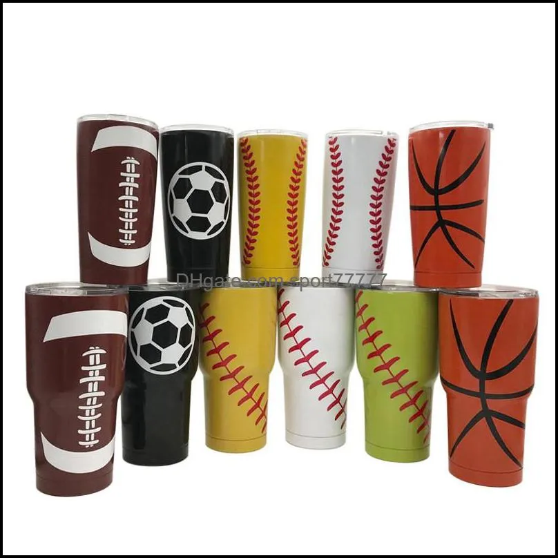 30oz tumbler mugs basketball football baseball printed cup beer mug coffee water bottle car hold cup