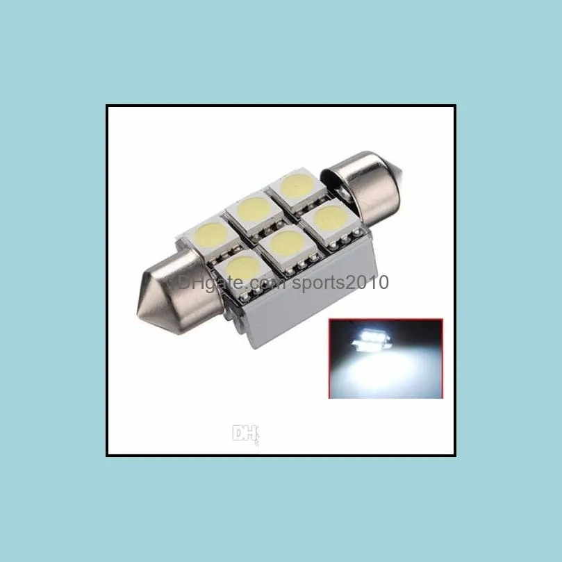 50x36 mm canbus error festoon dome 6 led 5050 smd white lights bulb lamp festoon dome light