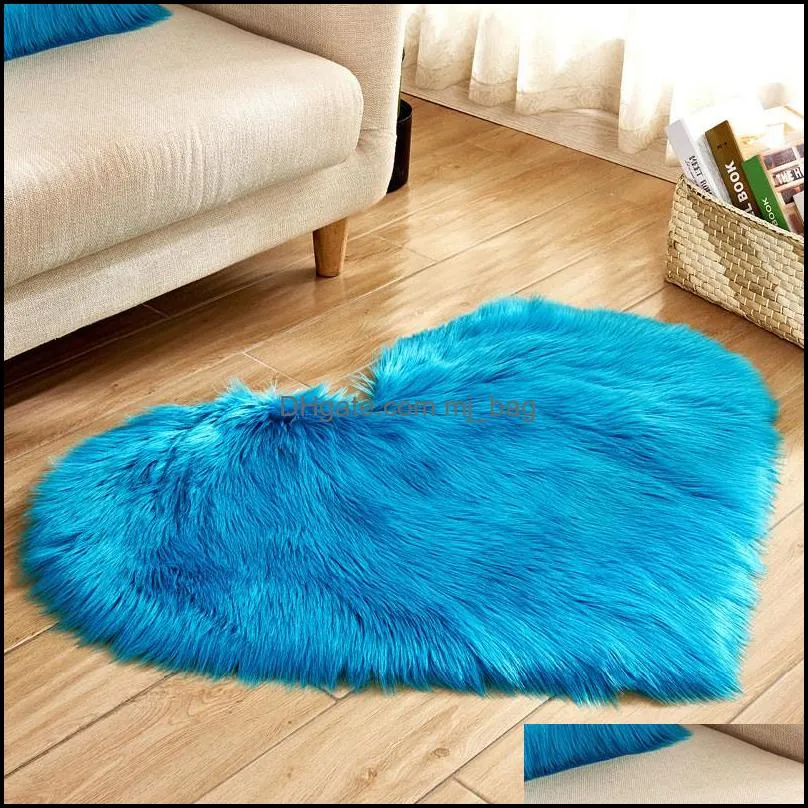 plush heart shaped mat 40x50cm 50x60cm living room office imitation wool carpet bedroom soft home non slip rugs