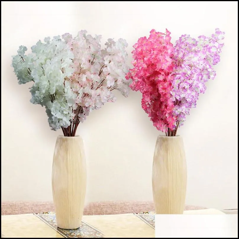 artificial cherry blossom fake flower garland white pink red purple available 1 m/pcs for wedding diy decoration