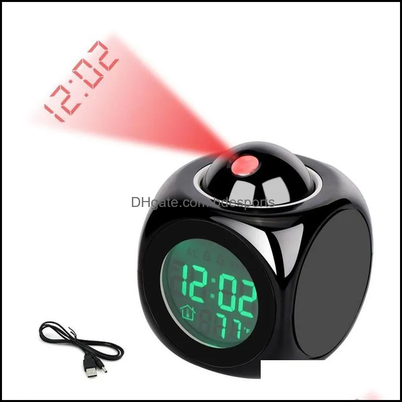 projection alarm clock with led lamp digital voice talking function led wall ceiling projection alarm sn temperature display 678 v2