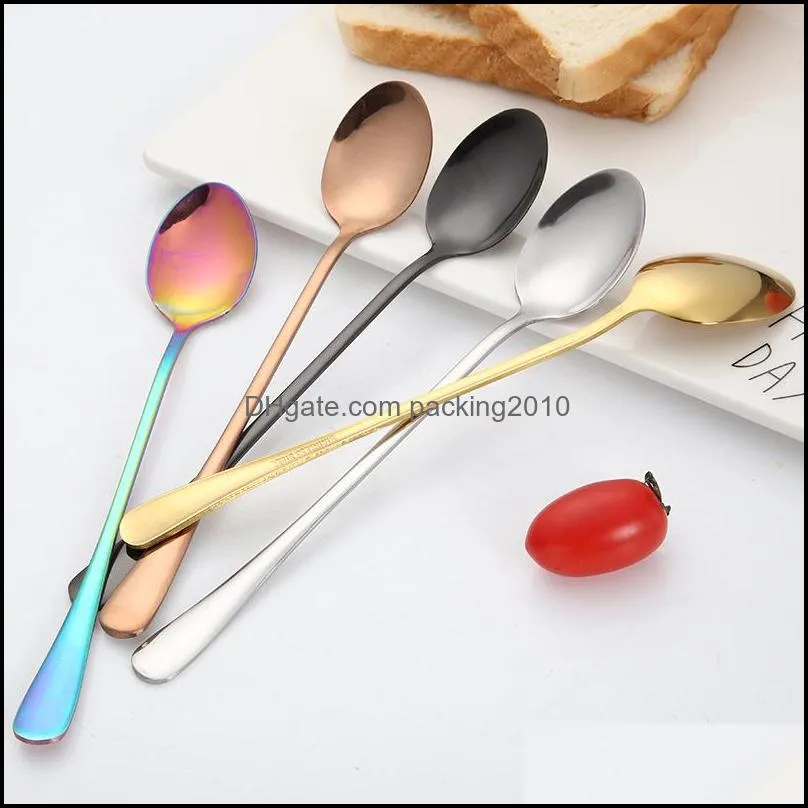 rose gold plated mark spoon stainless steel long handle coffee spoons sharp round kitchen accessories ice stirring scoop new 2 5ys m2