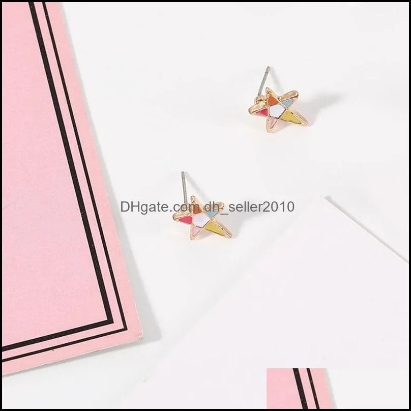 stud fengli classic geometric earrings for women simple design colorful star earring lady girl party jewelry