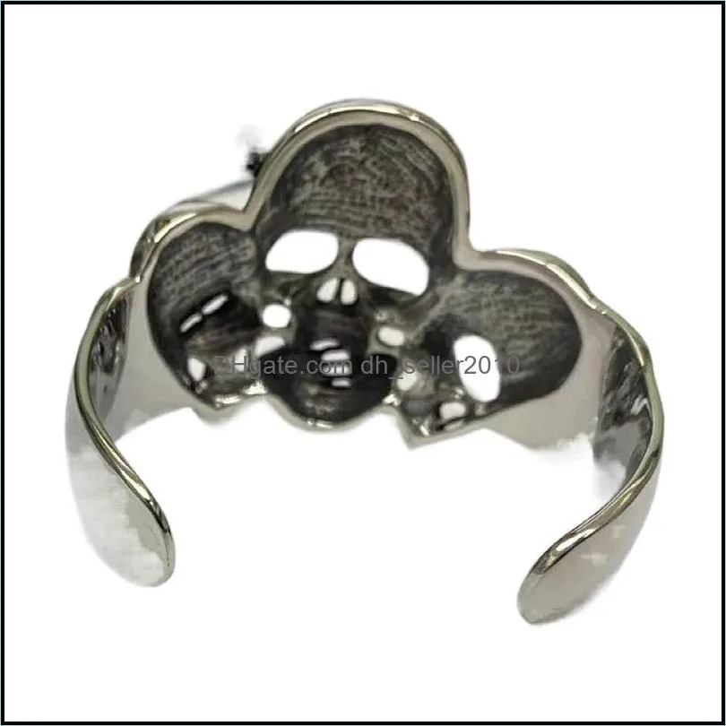 bangle big heavy punk unique skull adjustable stainless steel for men s jewelry