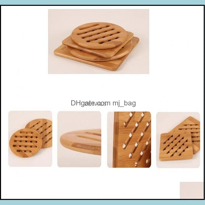 bamboo heat resistant coasters round square heat resistant coaster mug pan saucer mat kitchen cooking insulation pad