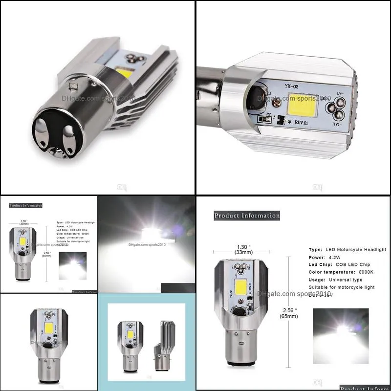 2x led motorcycle headlight scooter bulb h6 ba20d 6000k light atv moto motorbike accessories fog lam