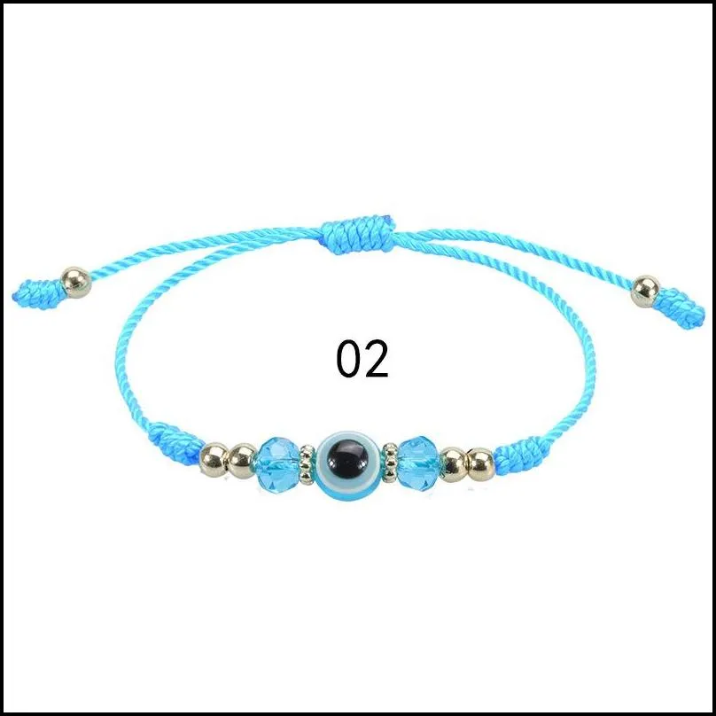 devil evil blue eye bracelet colorful handmade crystal bead braided rope bracelet friendship jewelry