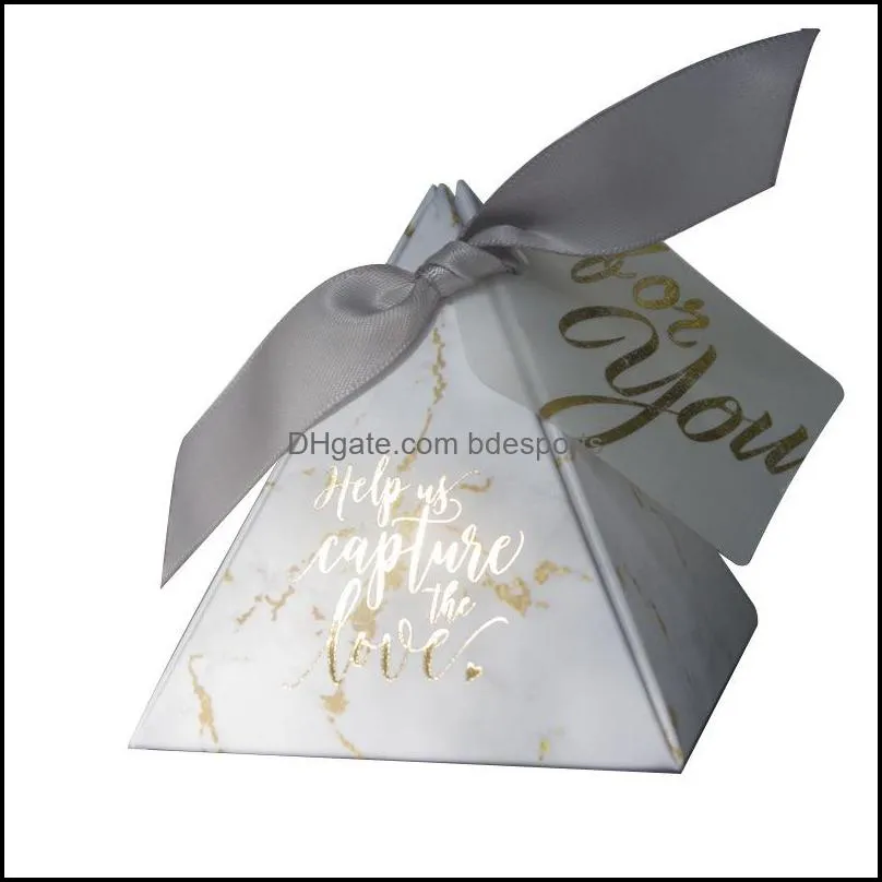 gift box triangular pyramid gift box favors and gifts candy box for guests wedding decoration 50pcs/lot 647 r2