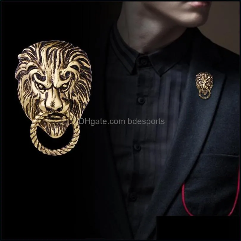 retro animal  head brooch fashion mens suit shirt collar pin needle badge lapel pins and brooches jewelry accessories 4939 q2