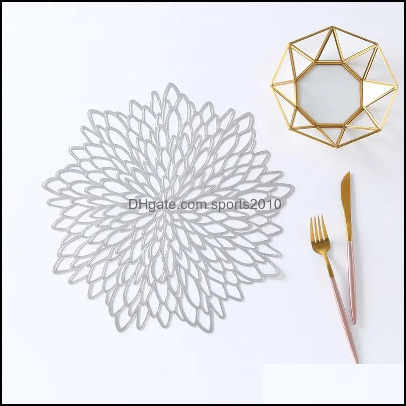 placemat for dining table coasters leaf simulation plant pvc cup coffee table mats hollow out kitchen christmas home decor gifts 595