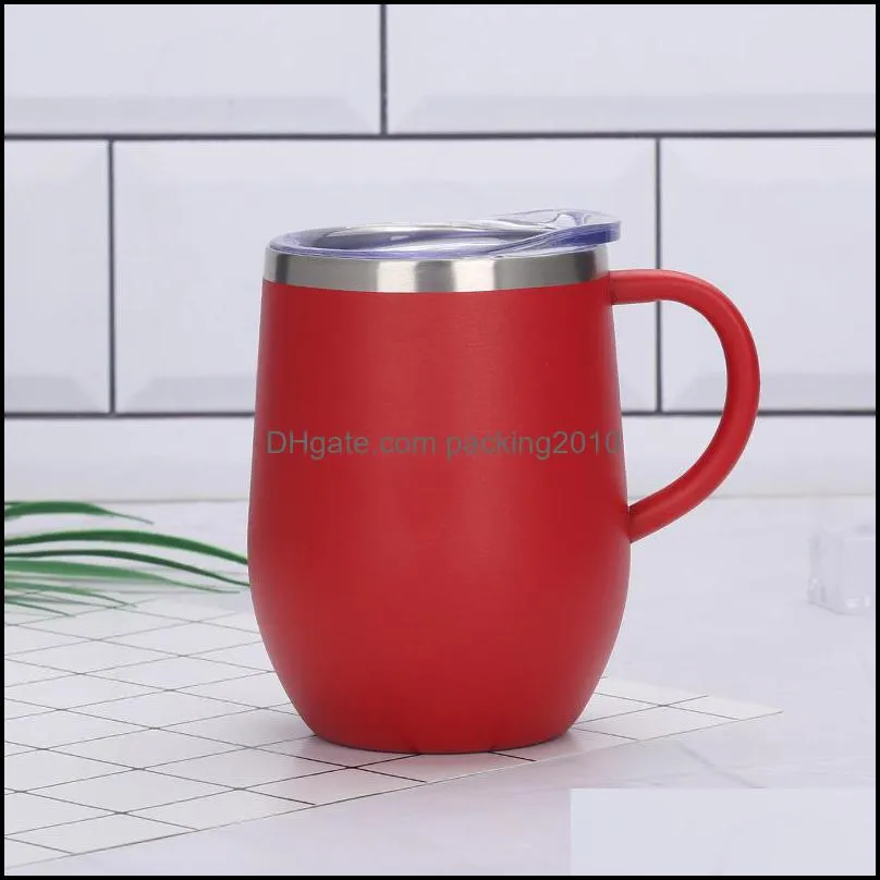 12oz double wall stainless steel mugs drinking beer thermos cup vacuum coffee tea mug with handle