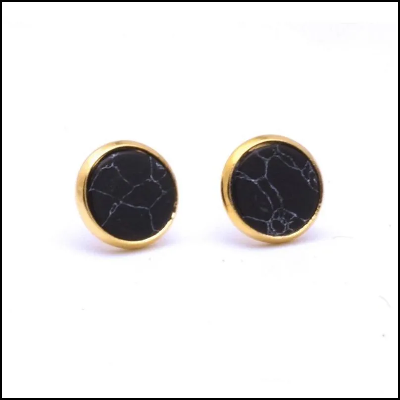 fashion gold imitated white turquoise kallaite resin stone charms stud geometric earrings jewelry for women