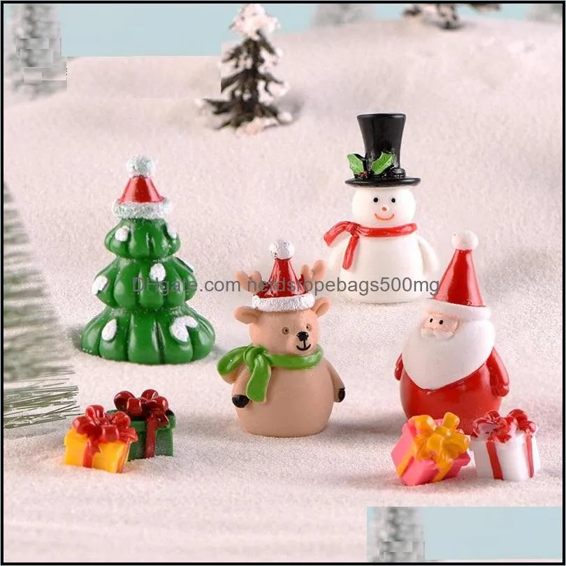 christmas snowman micro landscape bonsai decoration santa holly resin christmas gifts miniature resin christmas figurines decor