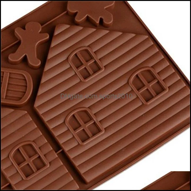 creative christmas gingerbread house baking moulds eco friendly silicone cake chocolate mold diy bakeware tools color mixed 7 59js e1