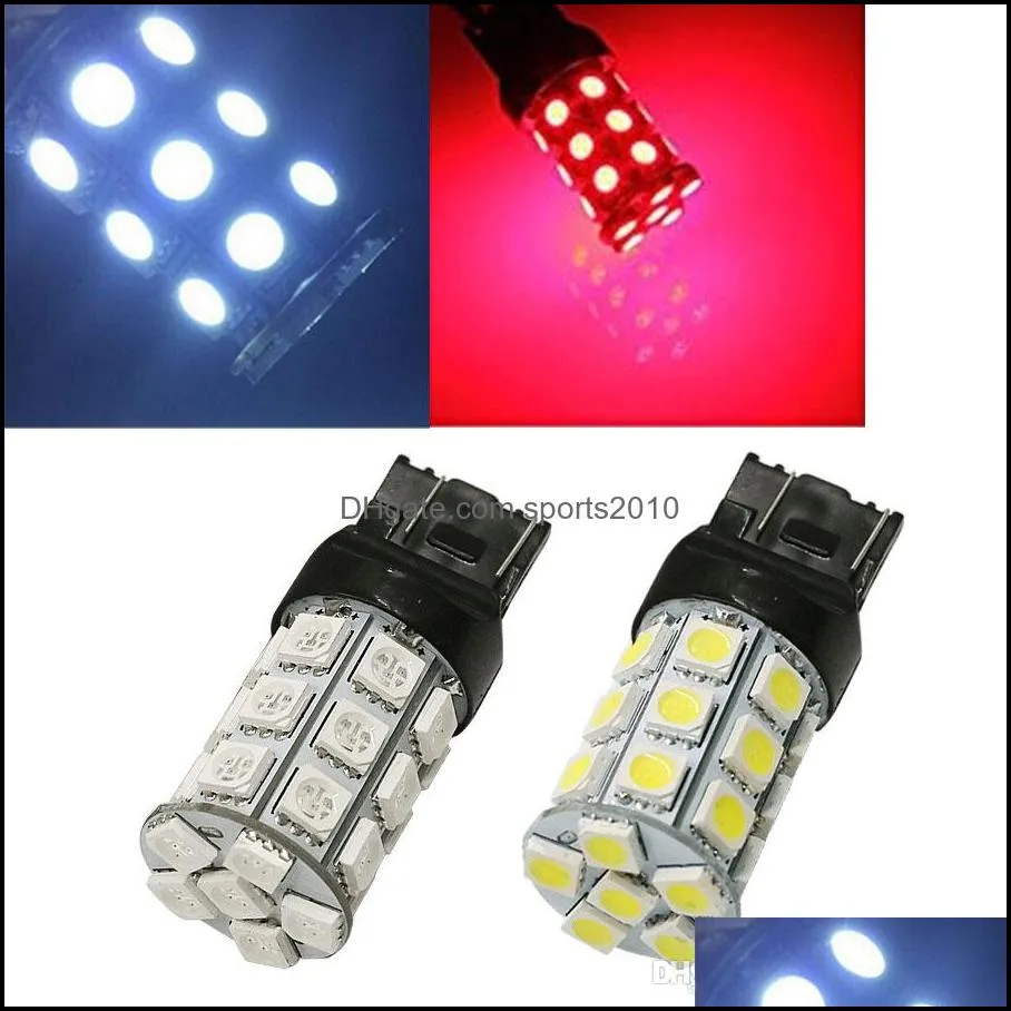 2pcs/lot w21/5w 7443 7440 t20 27smd 5050 super bright led bulb car bulbs source turn singal rear brake backup parking stop light