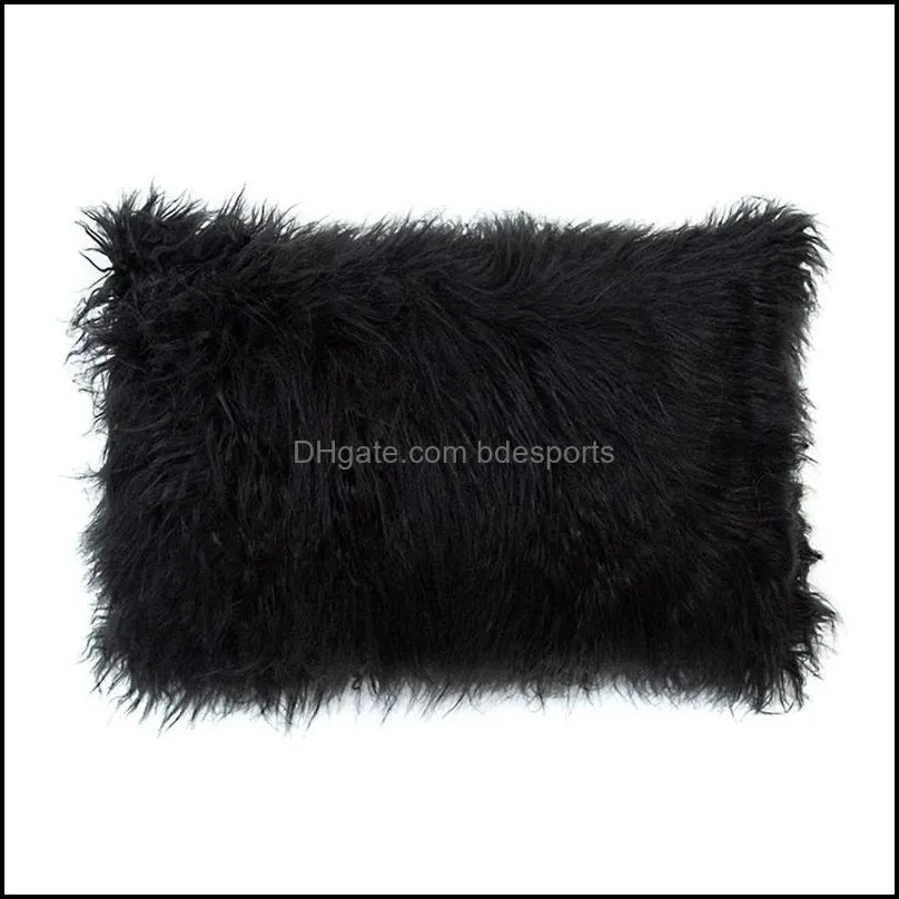 imitation beach wool cushion covers long hair sofa bedside zipper pillow case hot selling with different styles 15 68ht j1