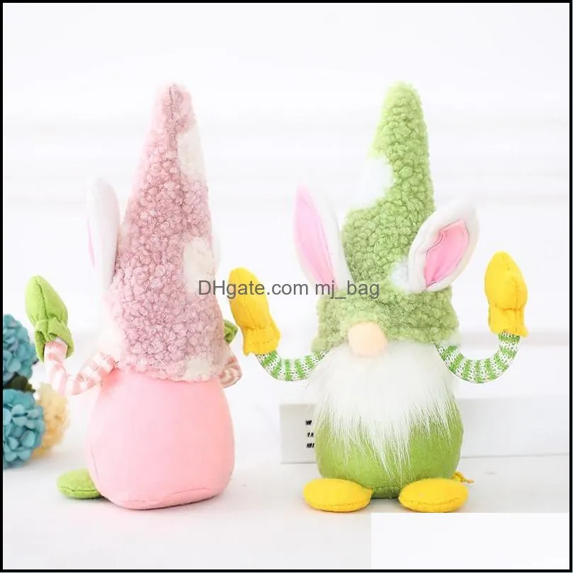 easter bunny gnome faceless bunny dwarf doll with hand easter plush rabbit dwarf holiday party table decoration