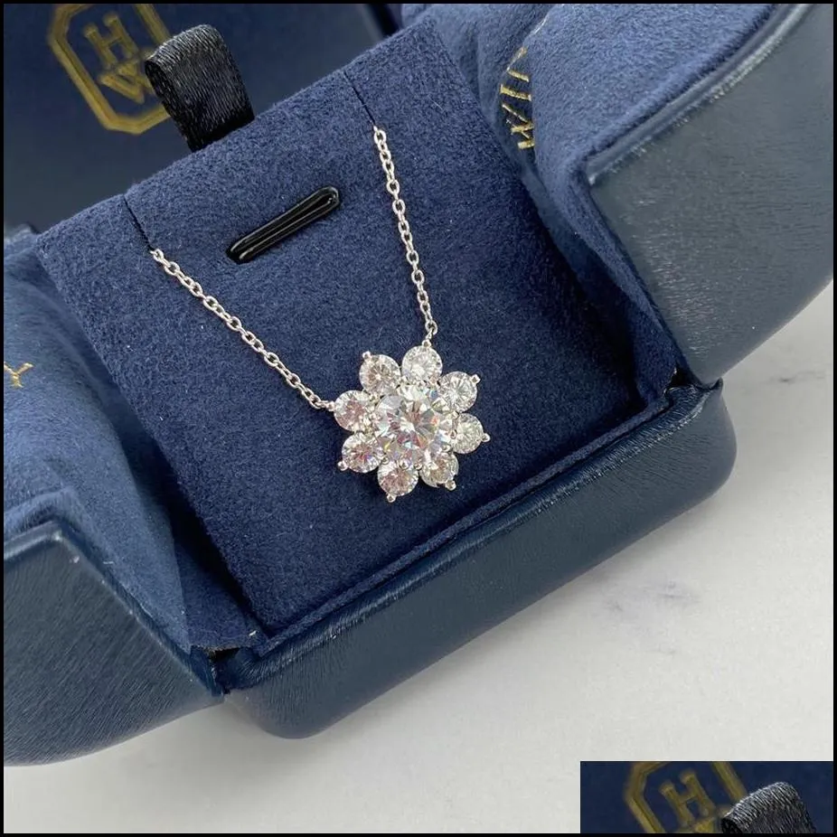 luxury jewelry necklace pendants diamond sunflower sweater 925 sterling silver flower plated designer thin chain women necklaces