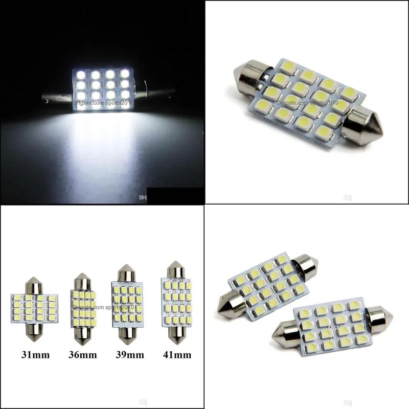 10x c5w 1210 16 led 31mm 36mm 39mm 41mm festoon dome led light bulbs 16 smd car door roof mix size