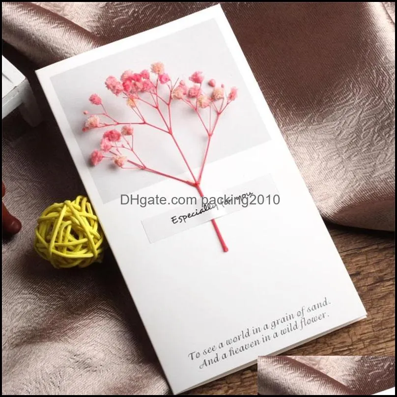 flowers greeting cards gypsophila dried handwritten blessing greeting card birthday gift card wedding invitations dhs shipping 101