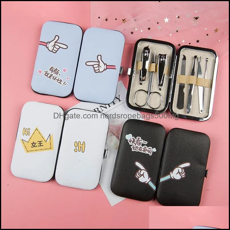 7pcs manicure set scissor tweezer knife ear pick utility nail clipper kit stainless steel nail care tool set