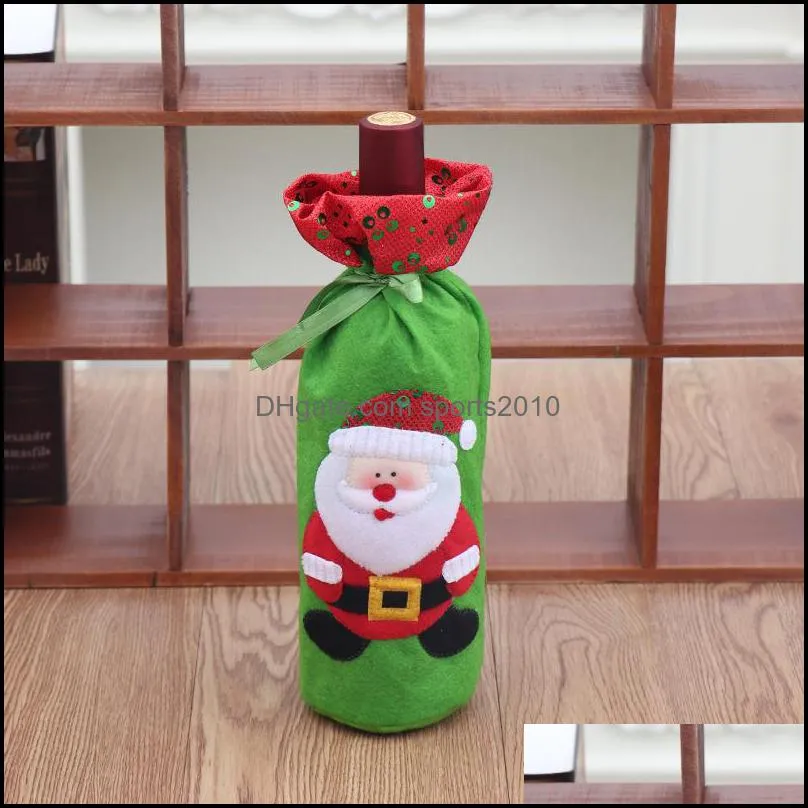 christmas santa claus wine bottle cover decorations for home 2021 ornament new year 2022 xmas navidad gifts