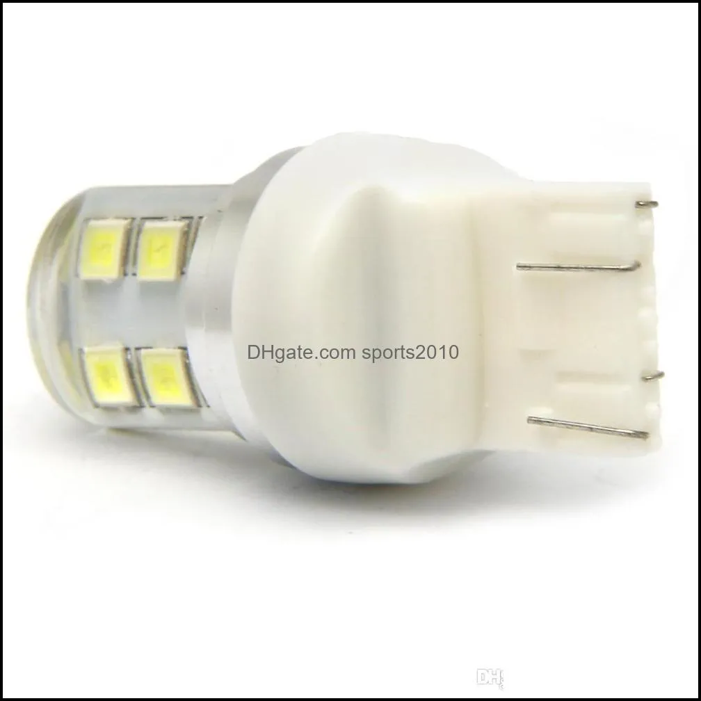 2pcs 7443 t20 auto strobe flash led bulb 2835 12 smd blink silicone shell 12 chips cold white color 580 w21/5w car light