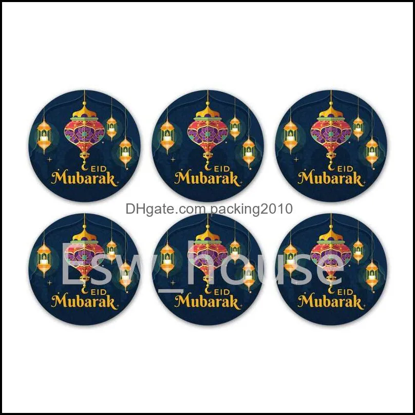 6pieces/sheet ramadan stickers muslim eid mubarak gift tag sticker kareem labels for eid al fitr party