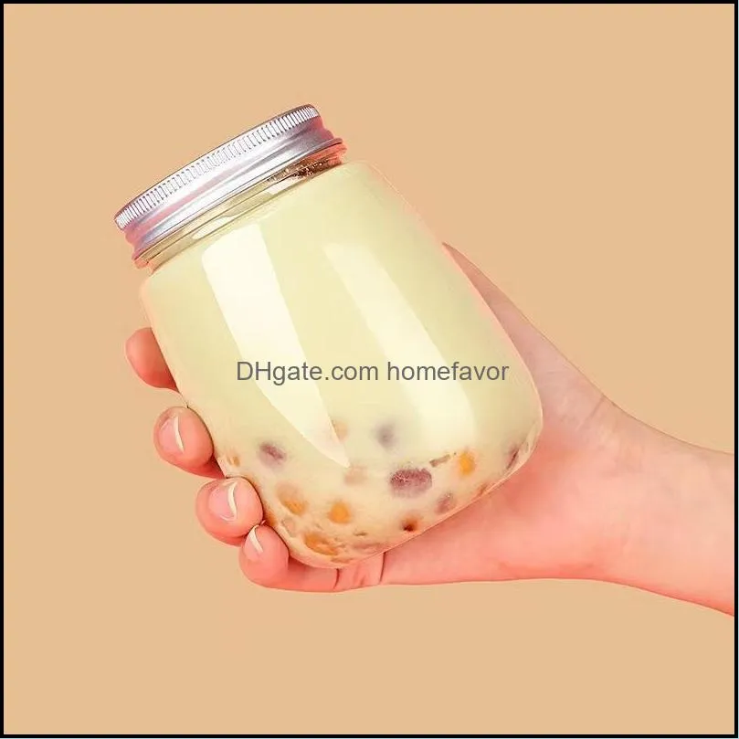 500ml milk tea bottle disposable pet plastic takeaway juice beverage bottles for shops