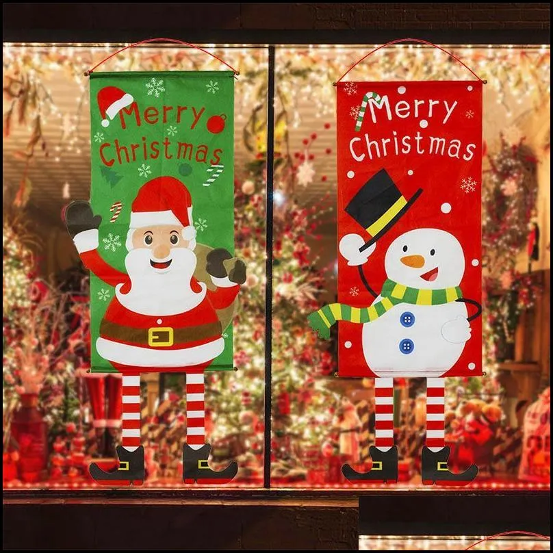 christmas decoration old man snowman poster picture hanging flag scene shopping mall decoration