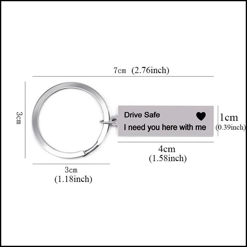personalized engraved keychain drive safe i need you here with me key chain couples keychains for hunsband boyfriend jewelry gifts