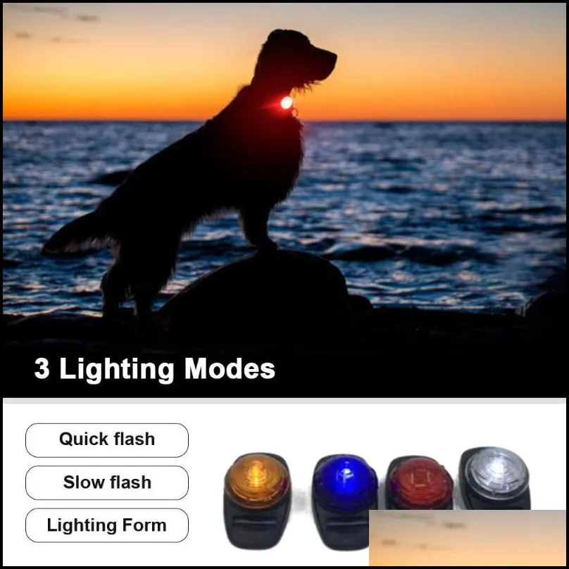 dog apparel pet led safety flashing light waterproof antilose for collar small big cat accessories 3 modes