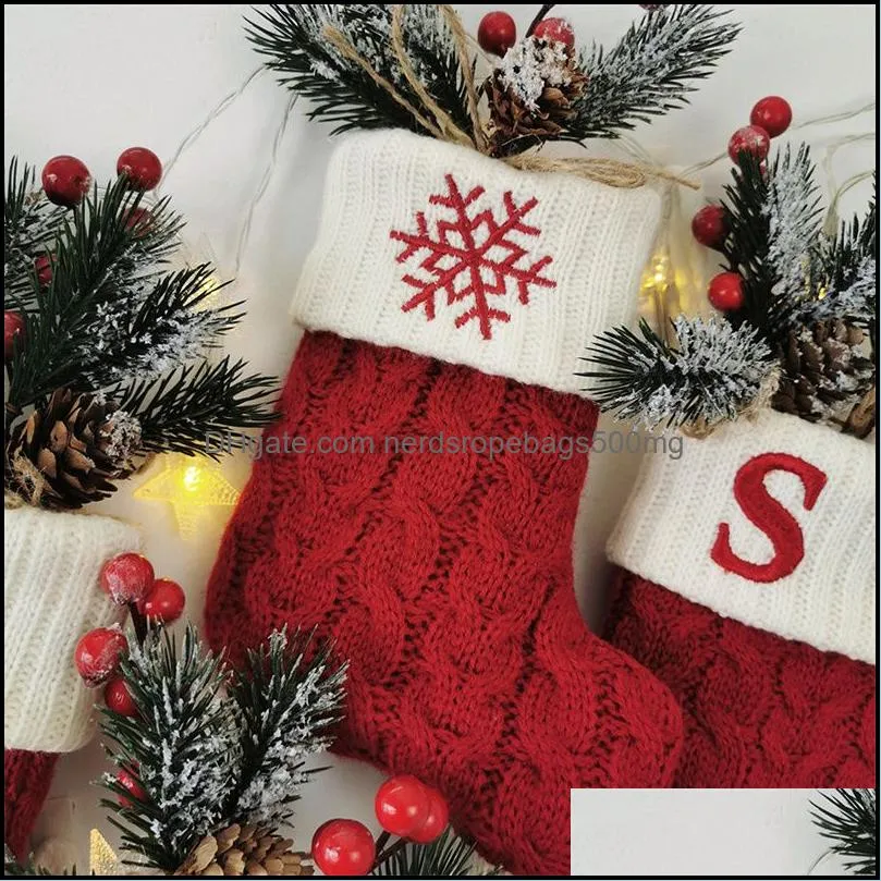 christmas knitted alphabet socks az embroidered knit red xmas holiday stocking