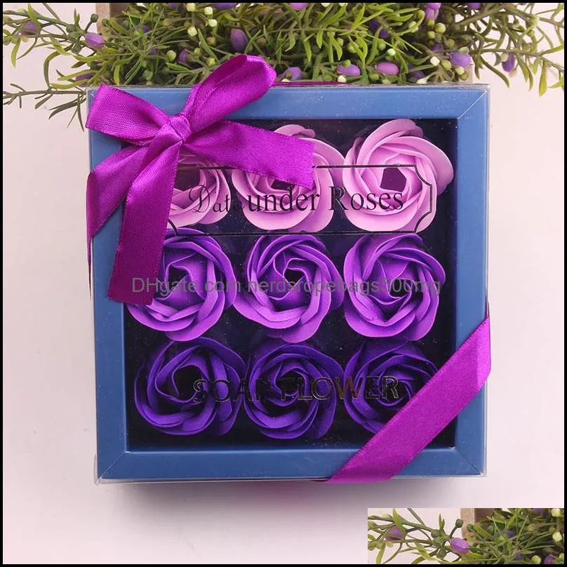 soap rose box 9 pcs artificial rose petal gift box valentine day weding engagament birthday soap rose box