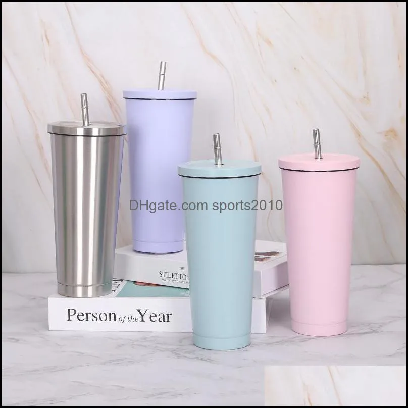 25oz stainless steel tumblers vacuum insulated mug beer coffee mug with straws and lids travel thermos cup