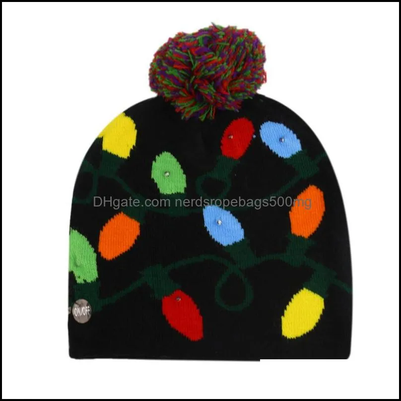 led light christmas hat winter warm beanie sweater knitted new year xmas luminous flashing crochet hats