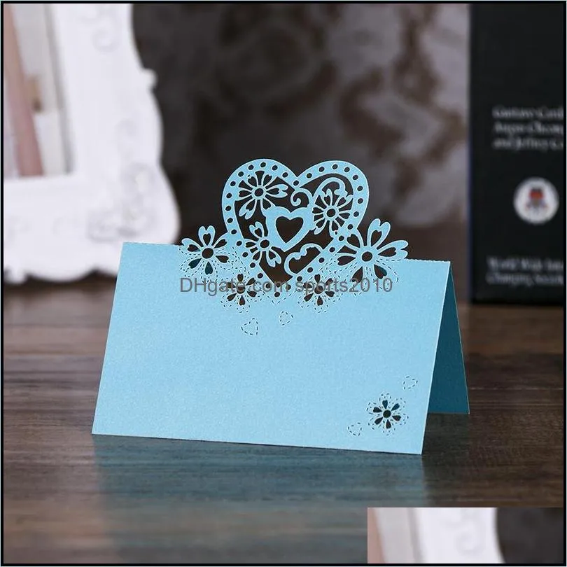 40pcs laser cut love table name place card wedding decoration party favors pearl paper table place card wedding supplies 1294 v2