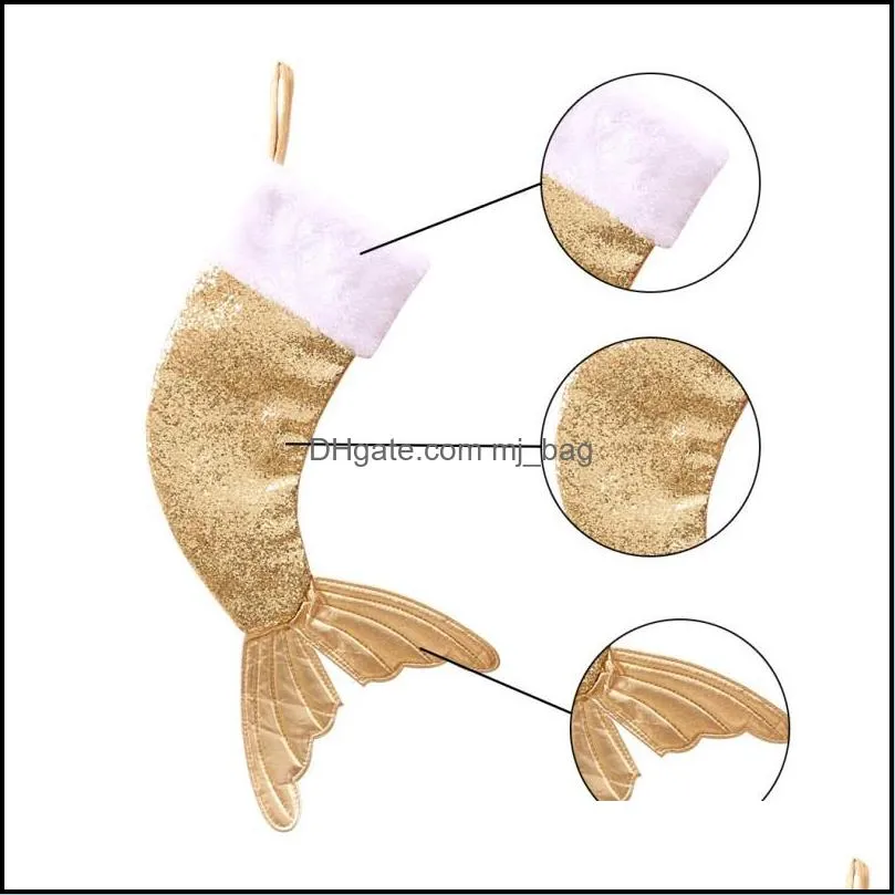 mermaid xmas gift socks mermaid tail shape christmas kids gifts stocking mermaid sequins xmas stocking sack