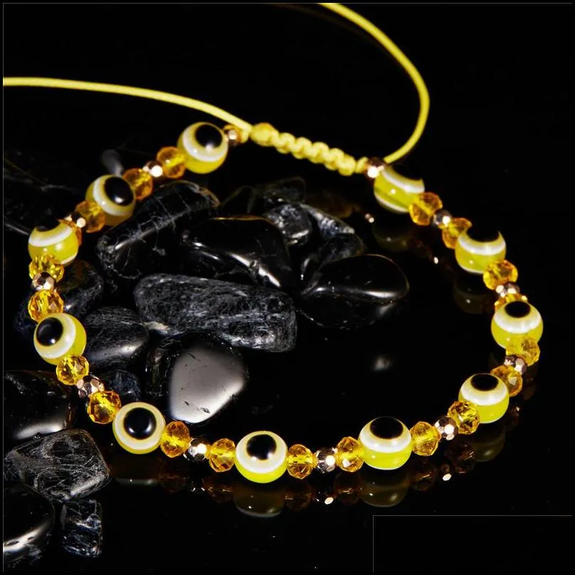 turkish evil blue eye beads bracelet handmade braided rope chain colorful couple crystal beads bracelets