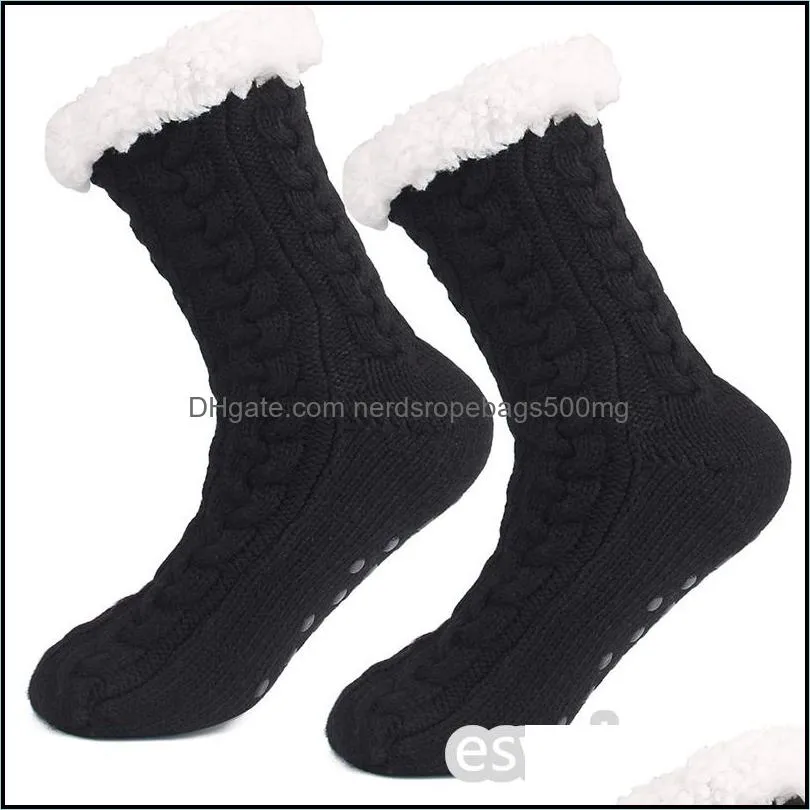 christmas floor socks autumn and winter fleece warm antislip home stocking for adult size 3542cm