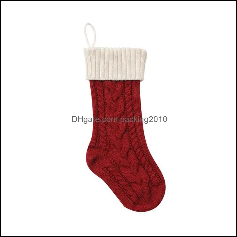 christmas knitted stockings 18 inches classic white red green stockings for xmas family holiday party