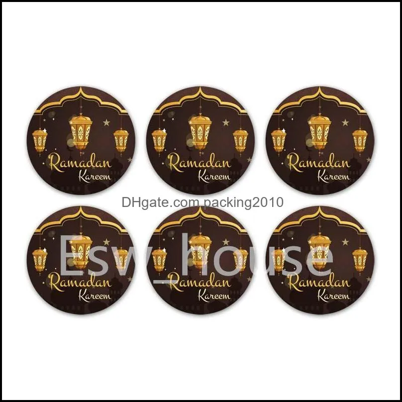 6pieces/sheet ramadan stickers muslim eid mubarak gift tag sticker kareem labels for eid al fitr party