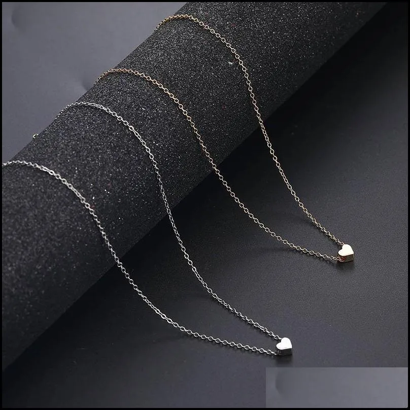 new classic clavicle chain necklace small love heart pendant necklace for women girl gold silver necklace choker party wedding jewelry