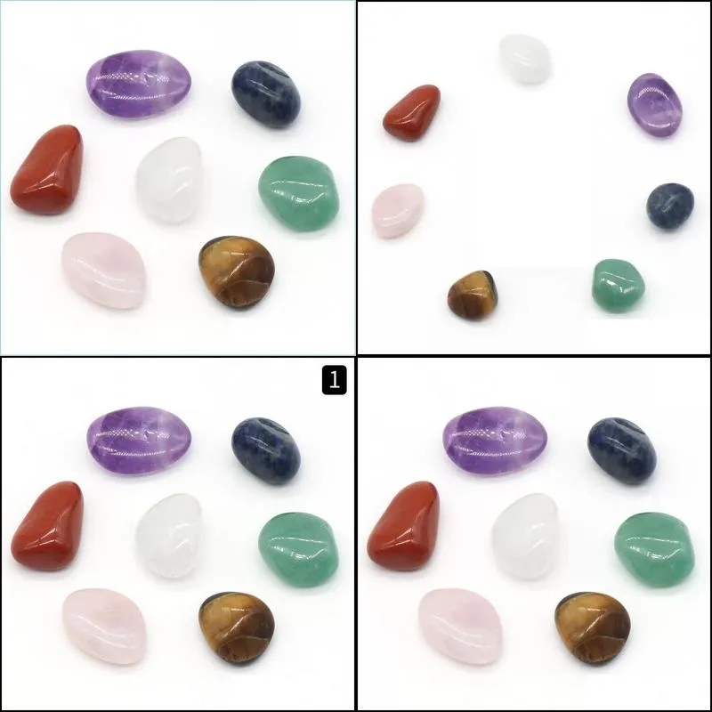 7pcs/set loose chakra healing reiki natural tumbled stone irregular polishing rock quartz yoga meditation energy stones bead