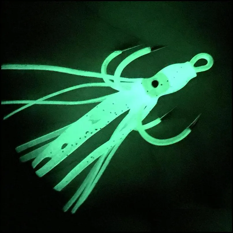 1pc 2 5g 3g luminous squid four hook barbless fishing hooks pvc lure soft baits lures pesca tackle accessories bl35