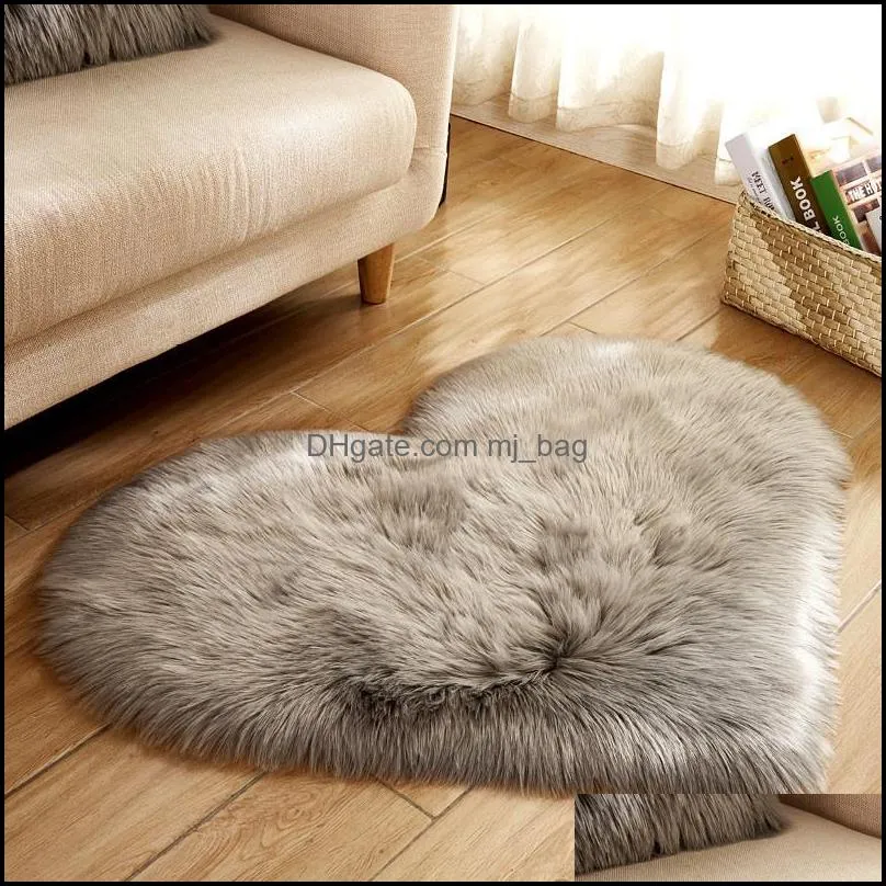 plush heart shaped mat 40x50cm 50x60cm living room office imitation wool carpet bedroom soft home non slip rugs