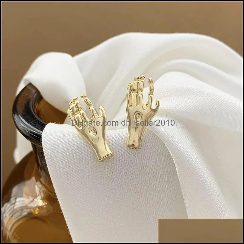 stud ruanme a pair of earring earrings retro fun wacky niche palm femininity contracted in 2021 the jewelry