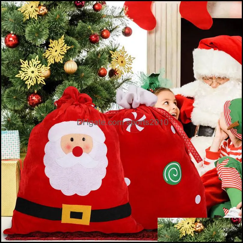 santa velvet present bag xmas new year kids gift candy storage bag kids gift drawstring bags