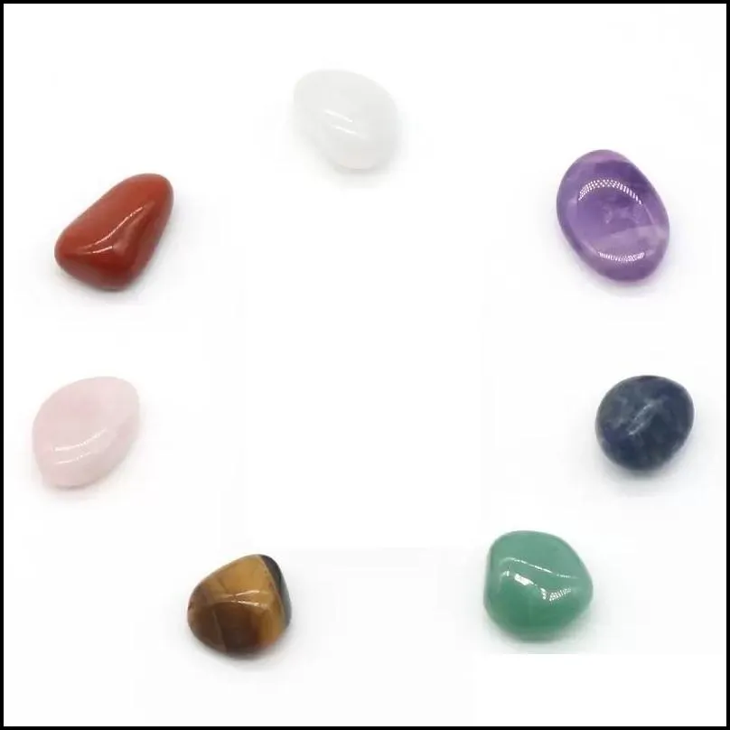 7pcs/set loose chakra healing reiki natural tumbled stone irregular polishing rock quartz yoga meditation energy stones bead